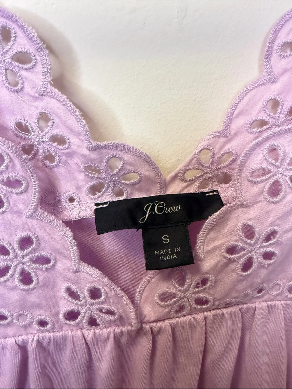 J. Crew Lavender Eyelet V-Neck Puff Sleeve Top